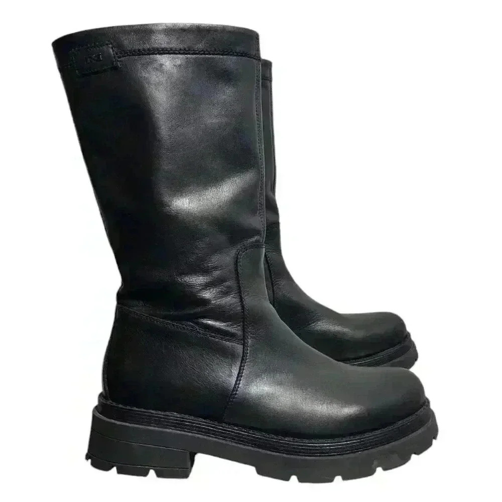 NERO GIARDINI Made in Italy Women's Leather Black Combat Boots Size 39 - Picture 2 of 12